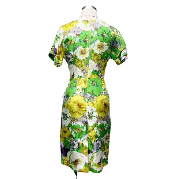 Blumarine Womens Size 4 Green Floral Silk Short Sleeve Dress - Picture 10 of 10